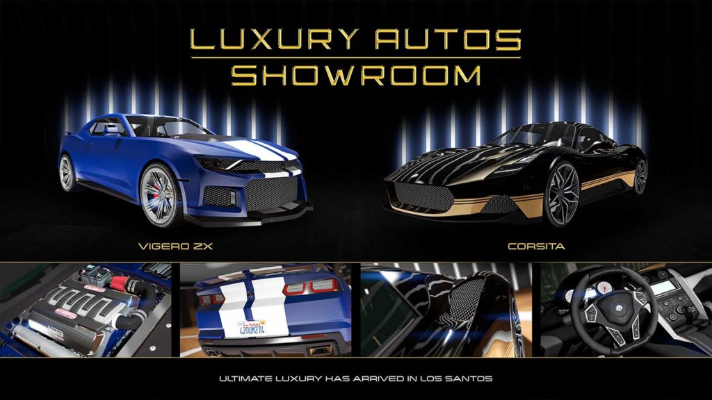 Declasse Vigero ZX, liksom Lampadati Corsita är de två bilarna i showcase på Luxury Autos 
