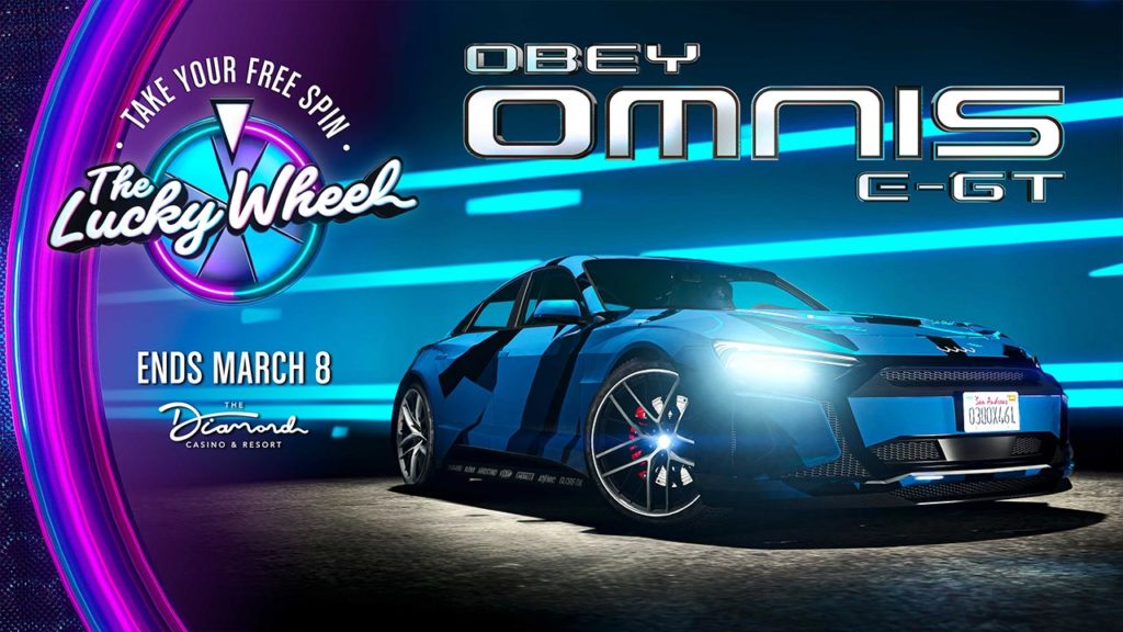 Obey Omnis e-GT kan hittas på Diamond Casino-podiet fram till den 8 mars, pröva lyckan för att vinna den genom att snurra på lyckohjulet.